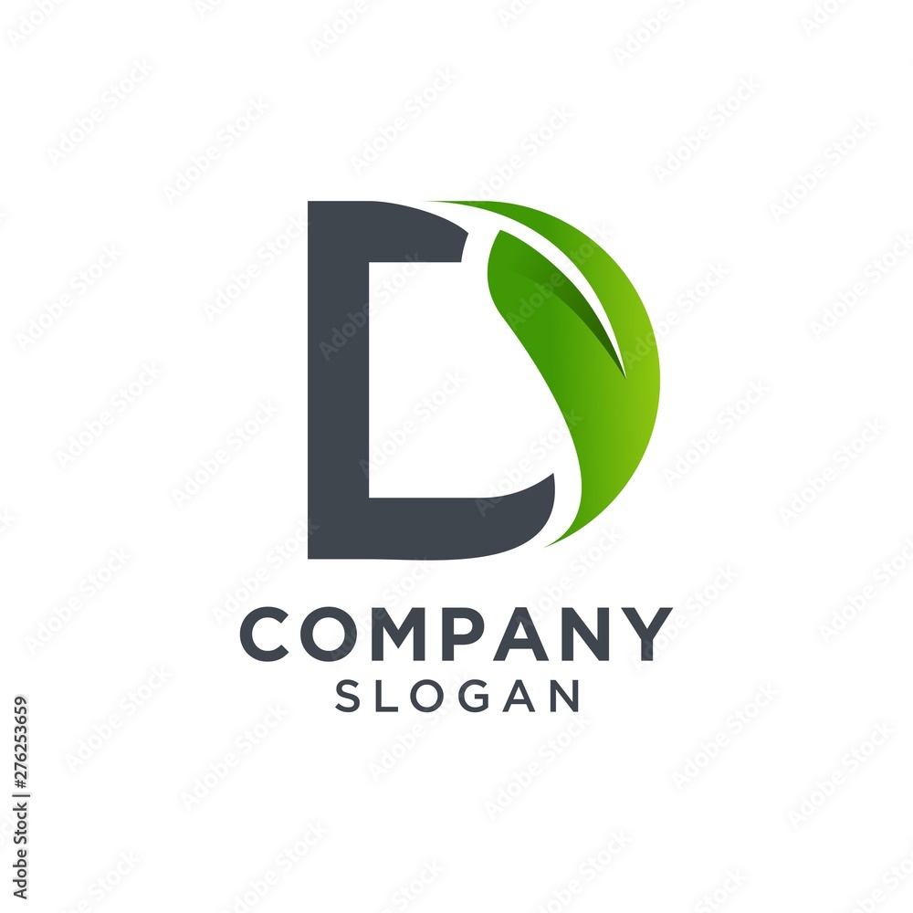 initial letter d with leaf logo design. nature leaf logo vector illustration initial letter d with leaf logo design. nature leaf logo vector illustration