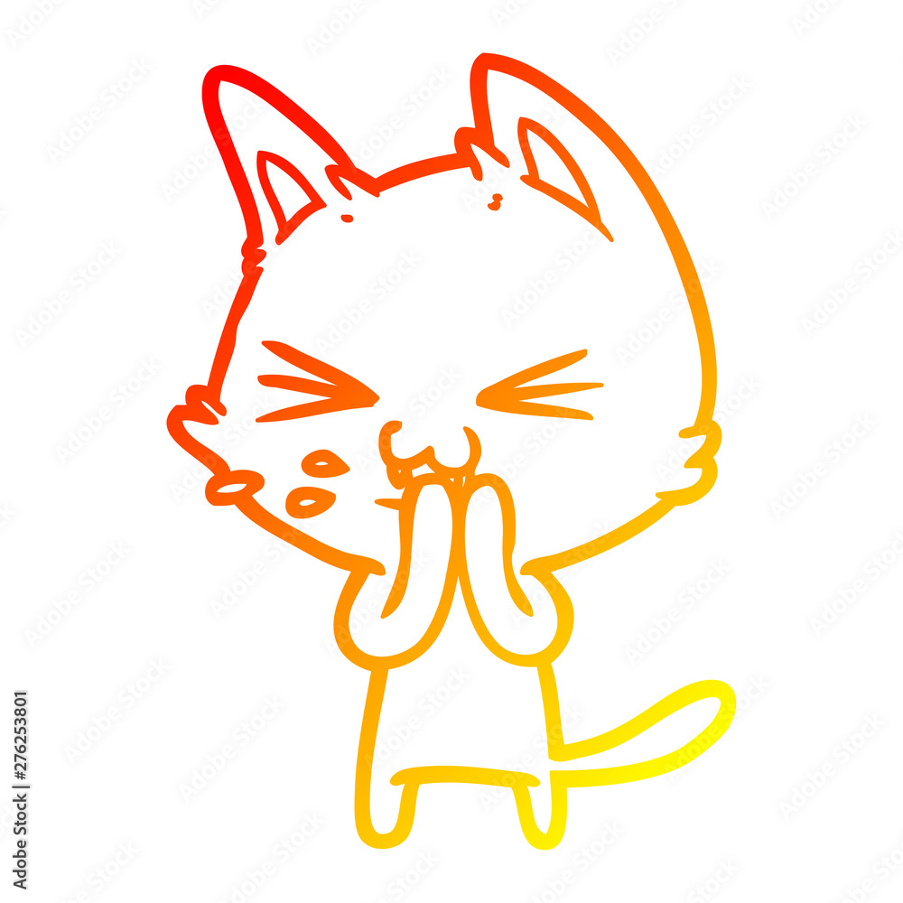 warm gradient line drawing cartoon cat hissing warm gradient line drawing cartoon cat hissing