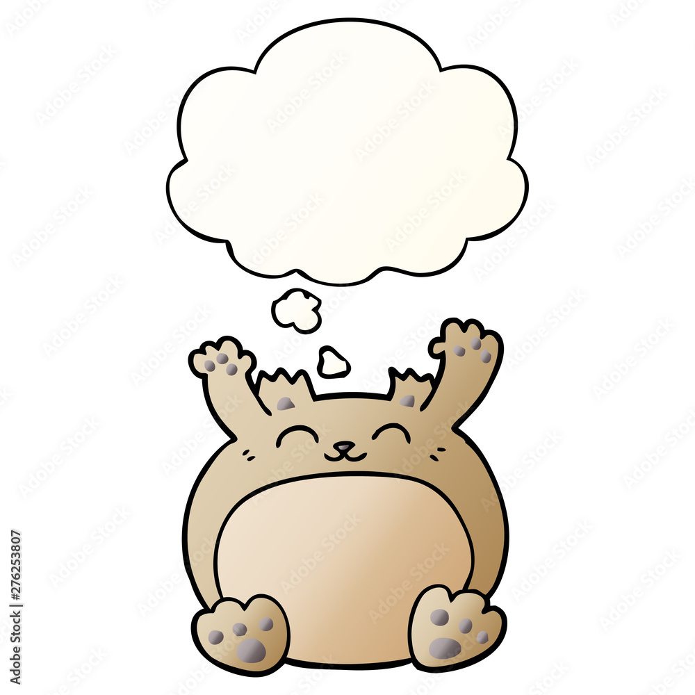 Fototapeta premium cartoon bear and thought bubble in smooth gradient style
