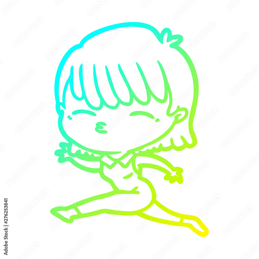cold gradient line drawing cartoon woman cold gradient line drawing cartoon woman