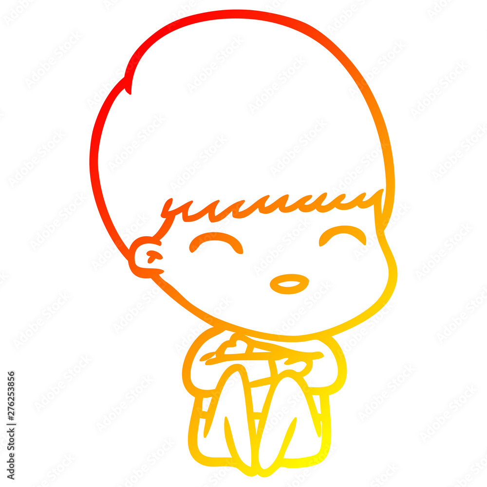 warm gradient line drawing happy cartoon boy warm gradient line drawing happy cartoon boy