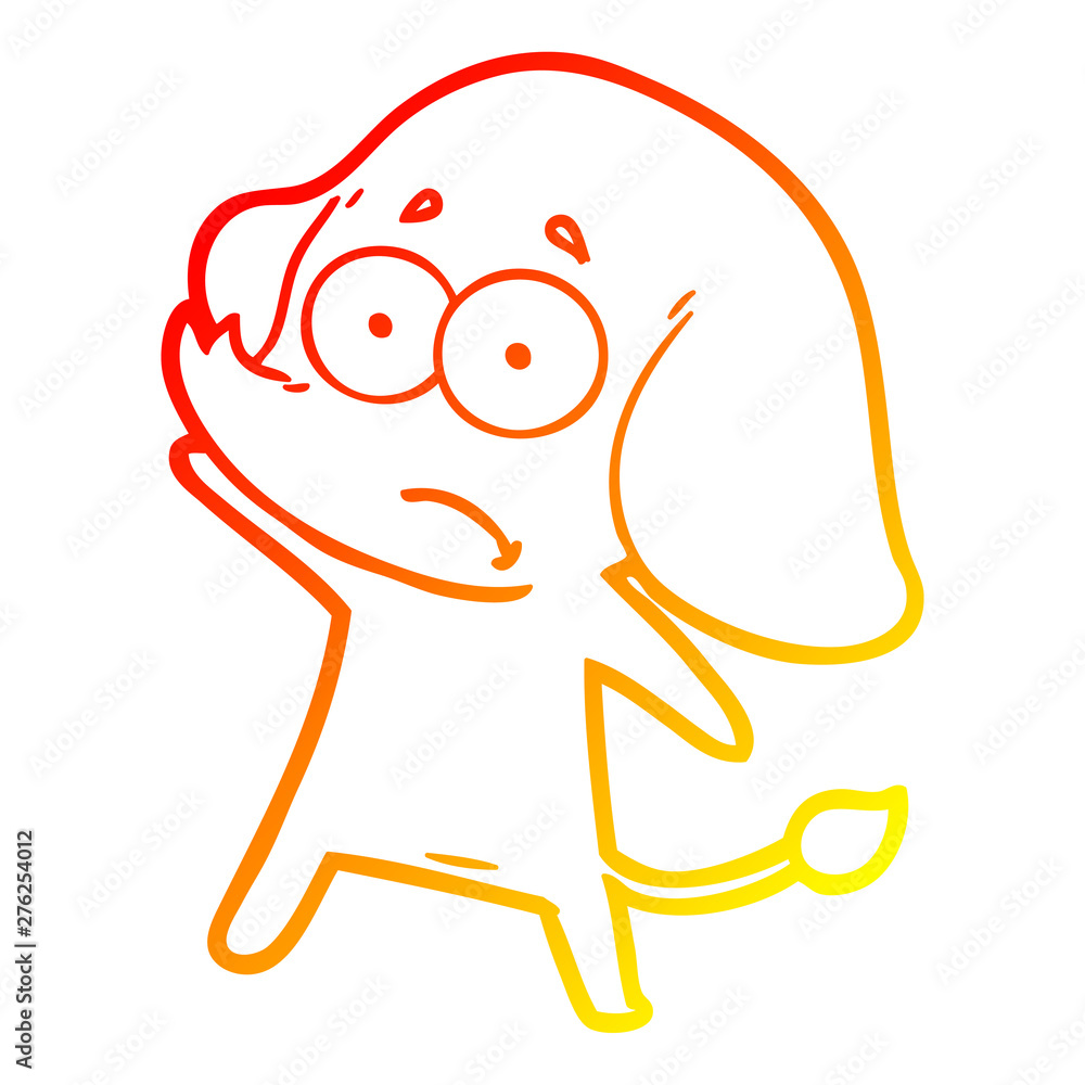 warm gradient line drawing cartoon unsure elephant warm gradient line drawing cartoon unsure elephant