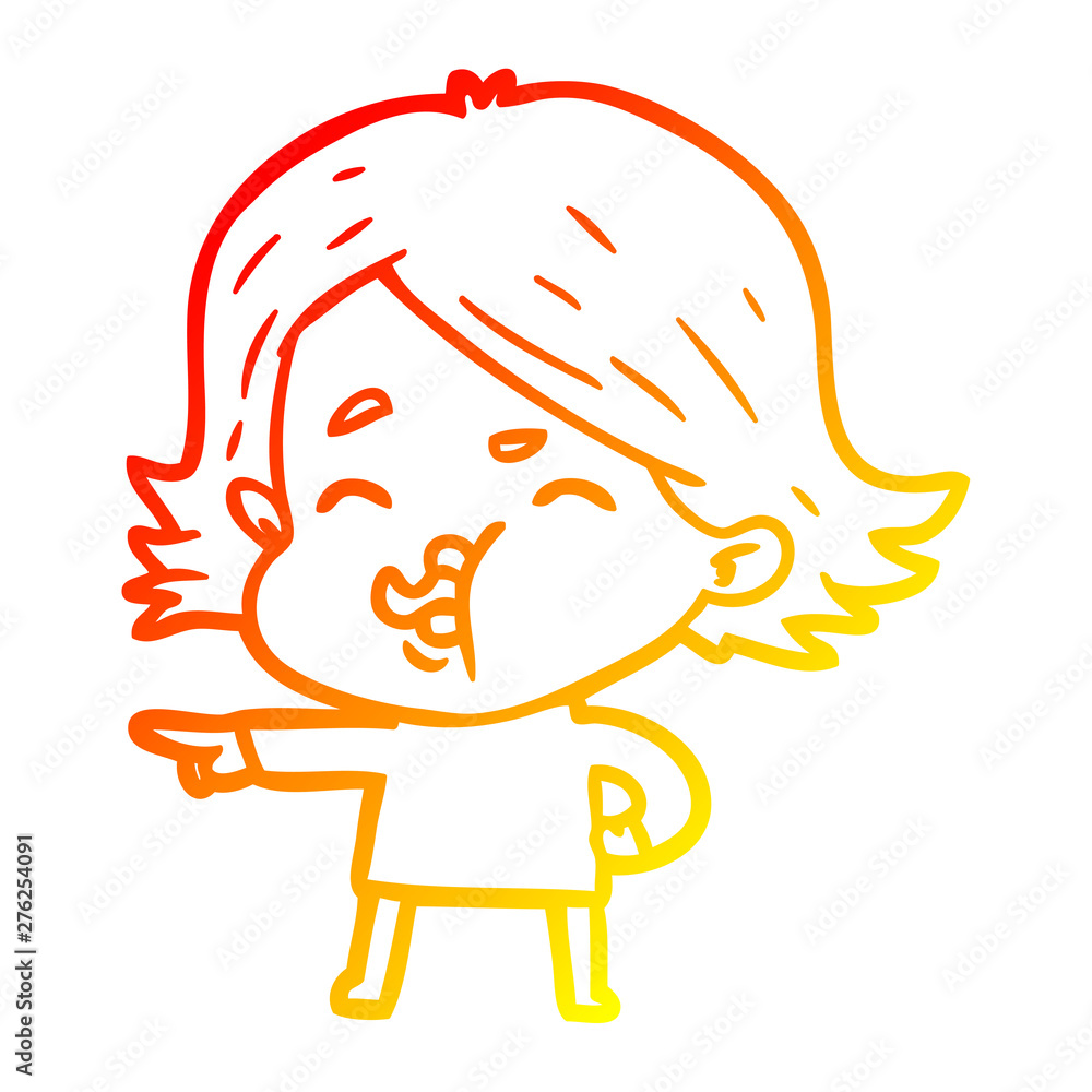 warm gradient line drawing cartoon girl pulling face warm gradient line drawing cartoon girl pulling face