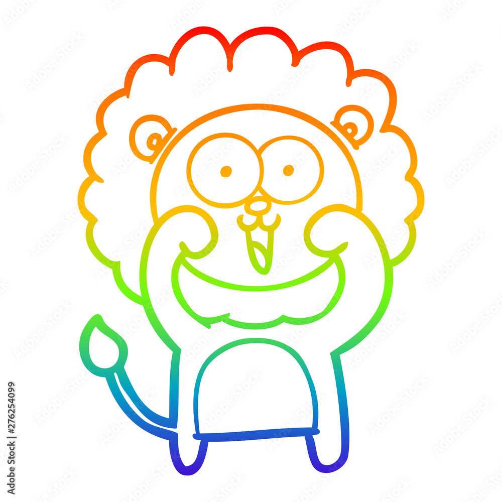 rainbow gradient line drawing happy cartoon lion rainbow gradient line drawing happy cartoon lion