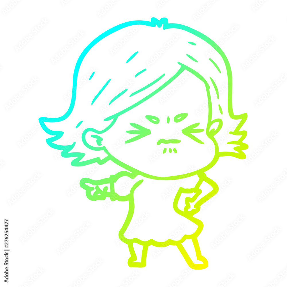 cold gradient line drawing cartoon angry woman cold gradient line drawing cartoon angry woman