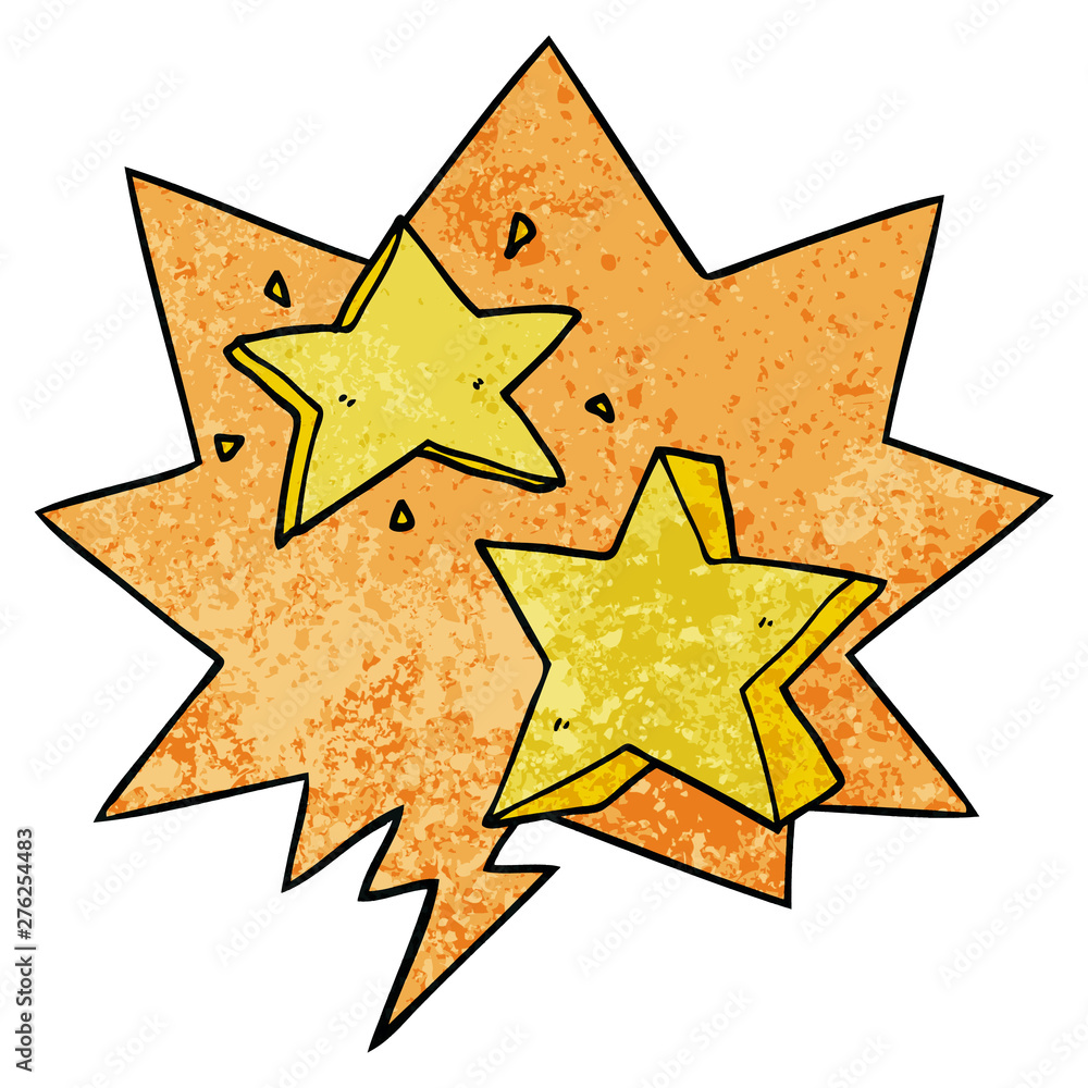 Obraz premium cartoon star and speech bubble in retro texture style