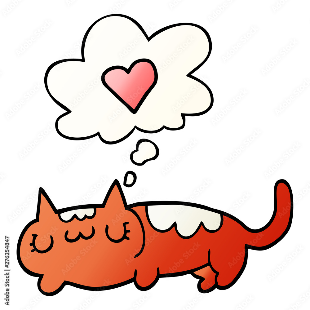 cartoon cat and thought bubble in smooth gradient style cartoon cat and thought bubble in smooth gradient style