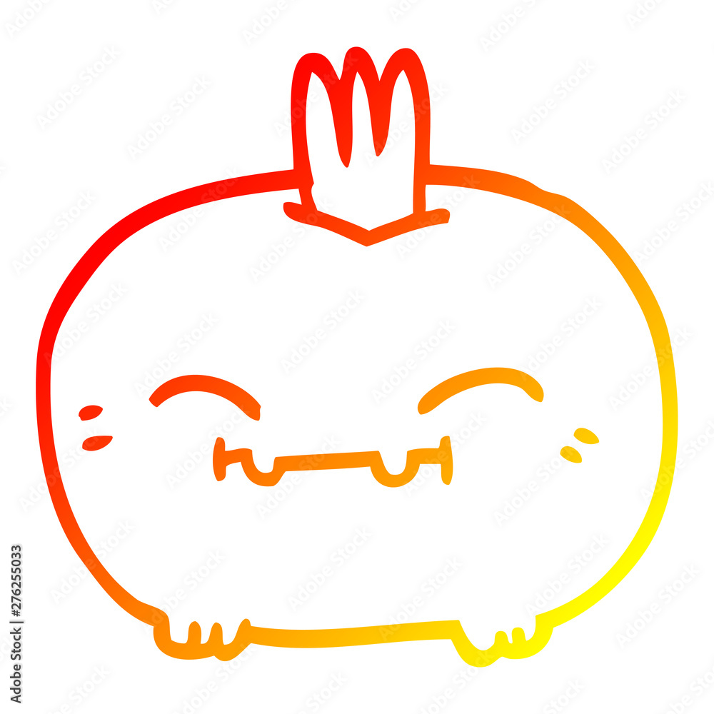 Fototapeta premium warm gradient line drawing cartoon happy root vegetable
