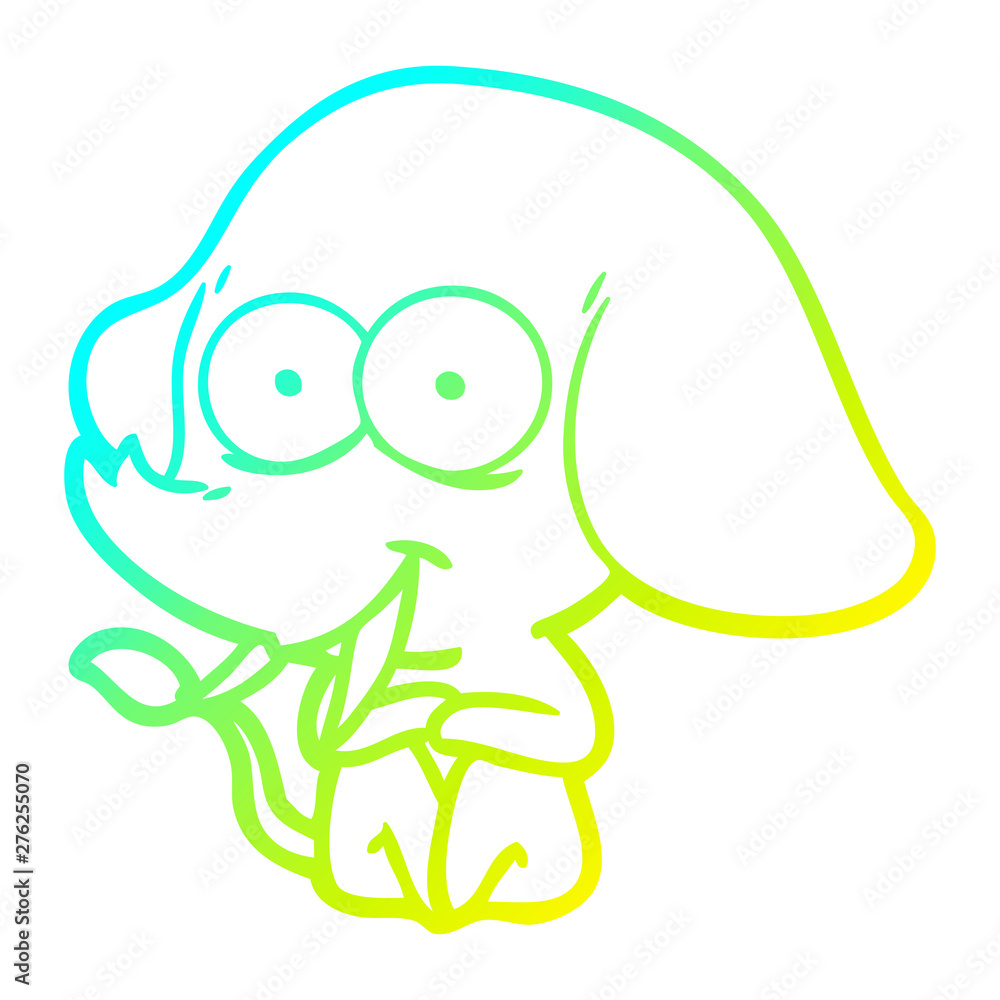 cold gradient line drawing happy cartoon elephant cold gradient line drawing happy cartoon elephant
