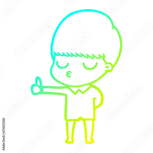 cold gradient line drawing cartoon calm boy