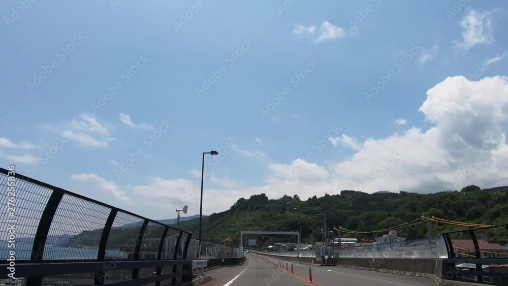 Japanese landscape. National road by the sea