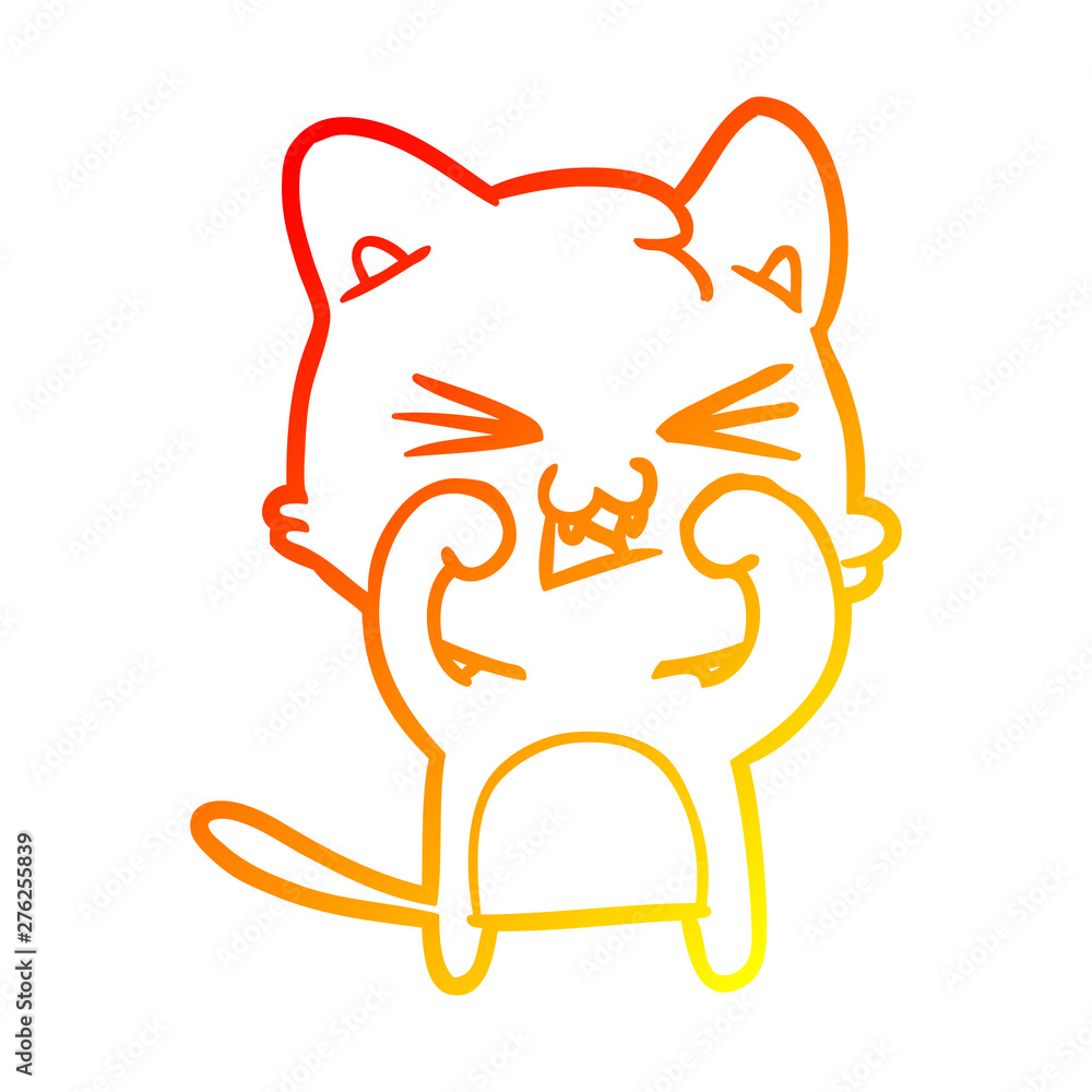 warm gradient line drawing cartoon cat hissing warm gradient line drawing cartoon cat hissing
