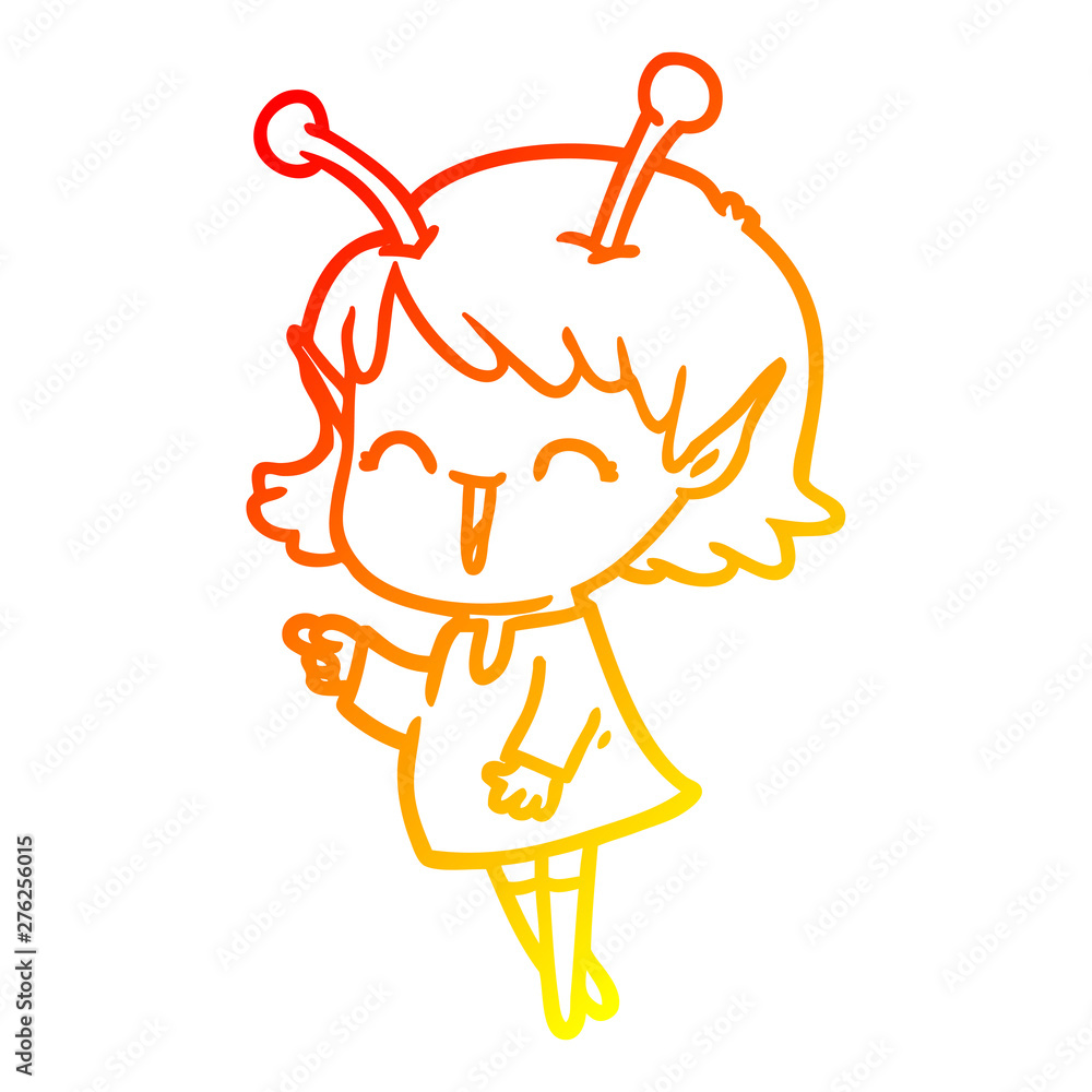 warm gradient line drawing cartoon alien girl laughing warm gradient line drawing cartoon alien girl laughing
