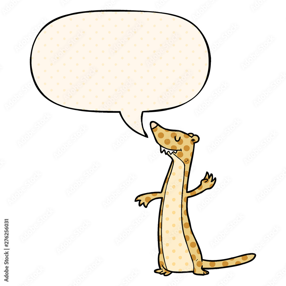 cartoon weasel and speech bubble in comic book style cartoon weasel and speech bubble in comic book style