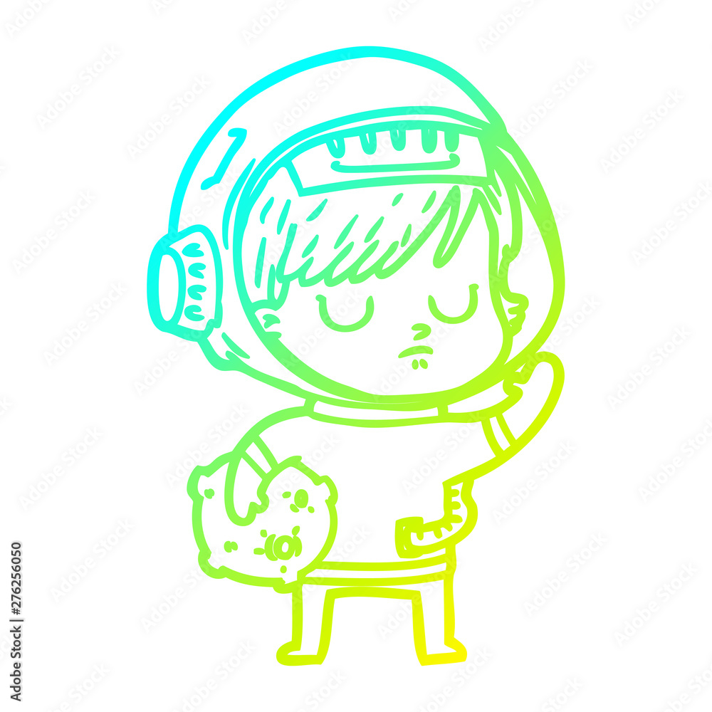 cold gradient line drawing cartoon astronaut woman cold gradient line drawing cartoon astronaut woman