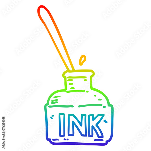 rainbow gradient line drawing cartoon ink bottle