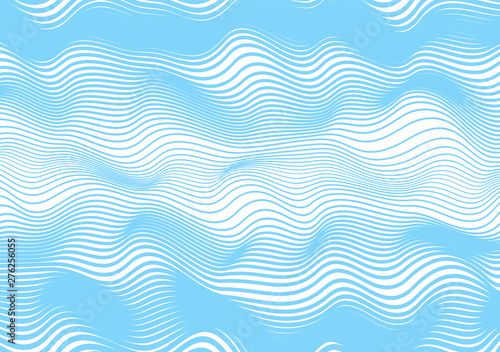Abstract wavy horizontal lines, blue winding, relief wave. Vector illustration template with the ability to overlay isolated background.