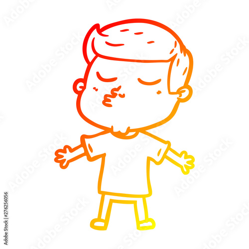 warm gradient line drawing cartoon model guy pouting