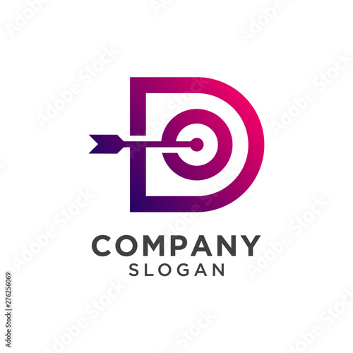 initial letter d with target icon logo design. dartboard symbol vector illustration