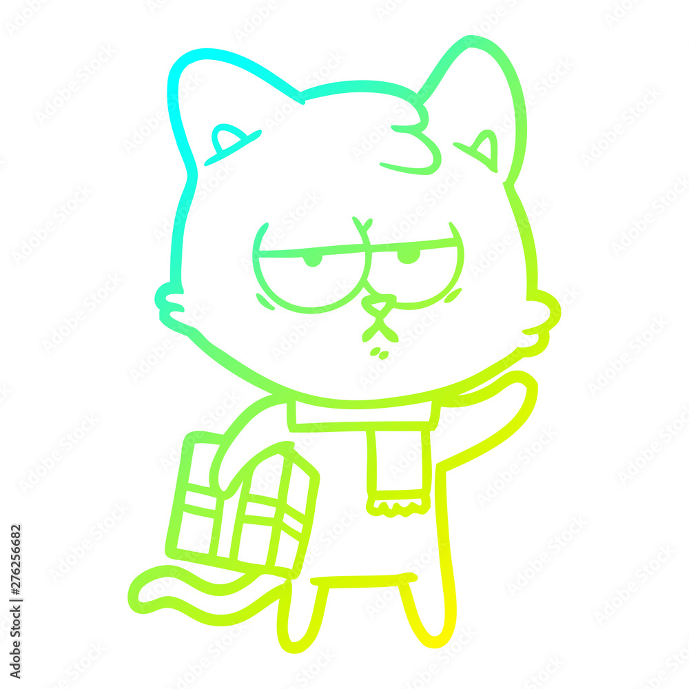 cold gradient line drawing bored cartoon cat cold gradient line drawing bored cartoon cat