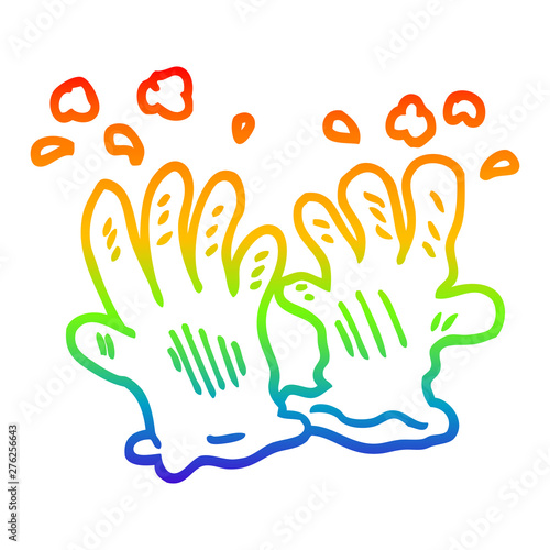 rainbow gradient line drawing cartoon sterile gloves