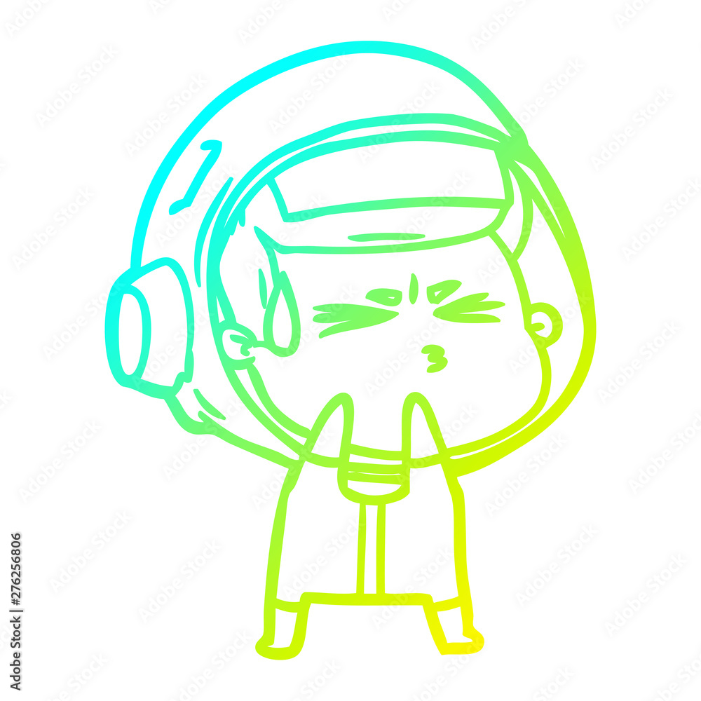 cold gradient line drawing cartoon stressed astronaut cold gradient line drawing cartoon stressed astronaut
