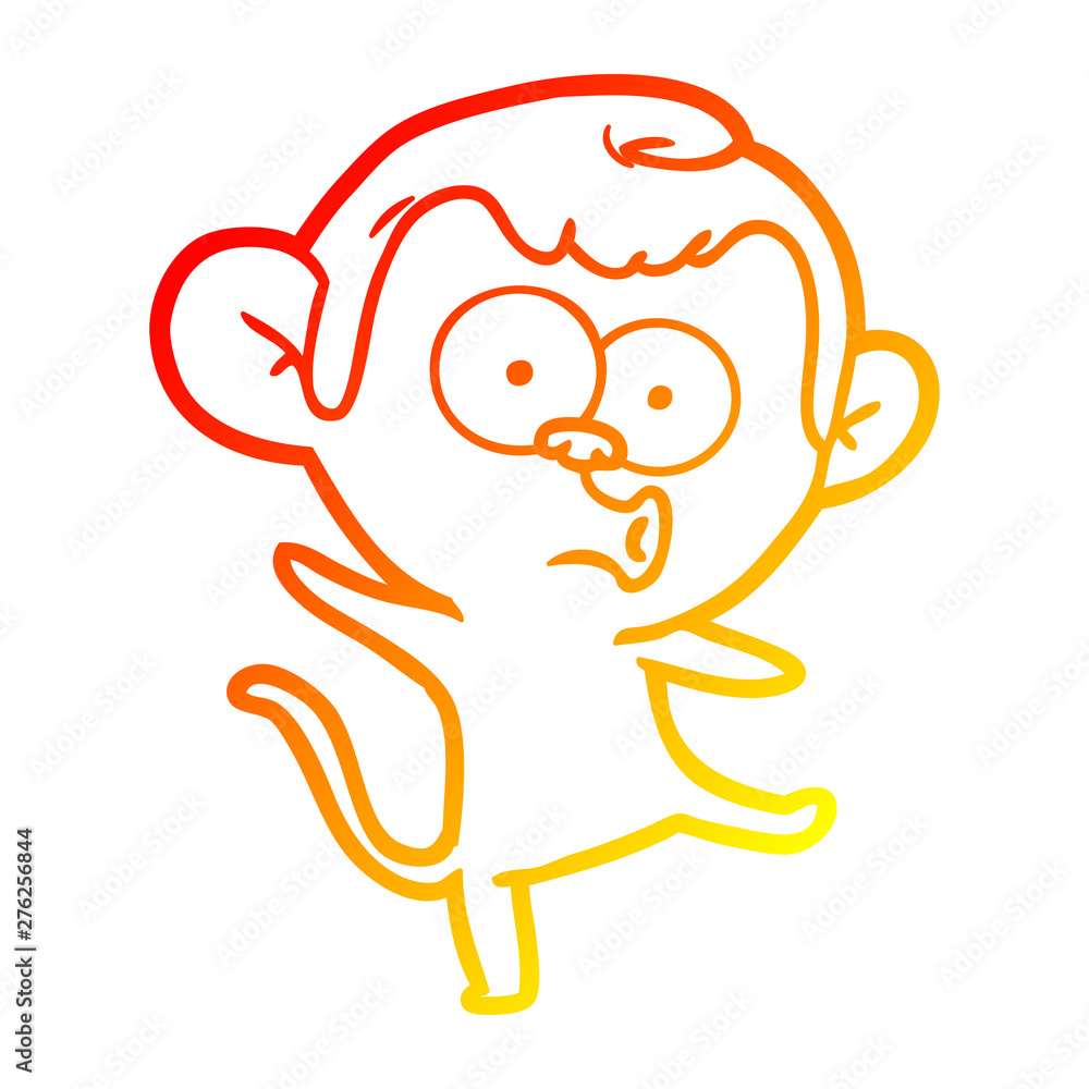 warm gradient line drawing cartoon surprised monkey warm gradient line drawing cartoon surprised monkey