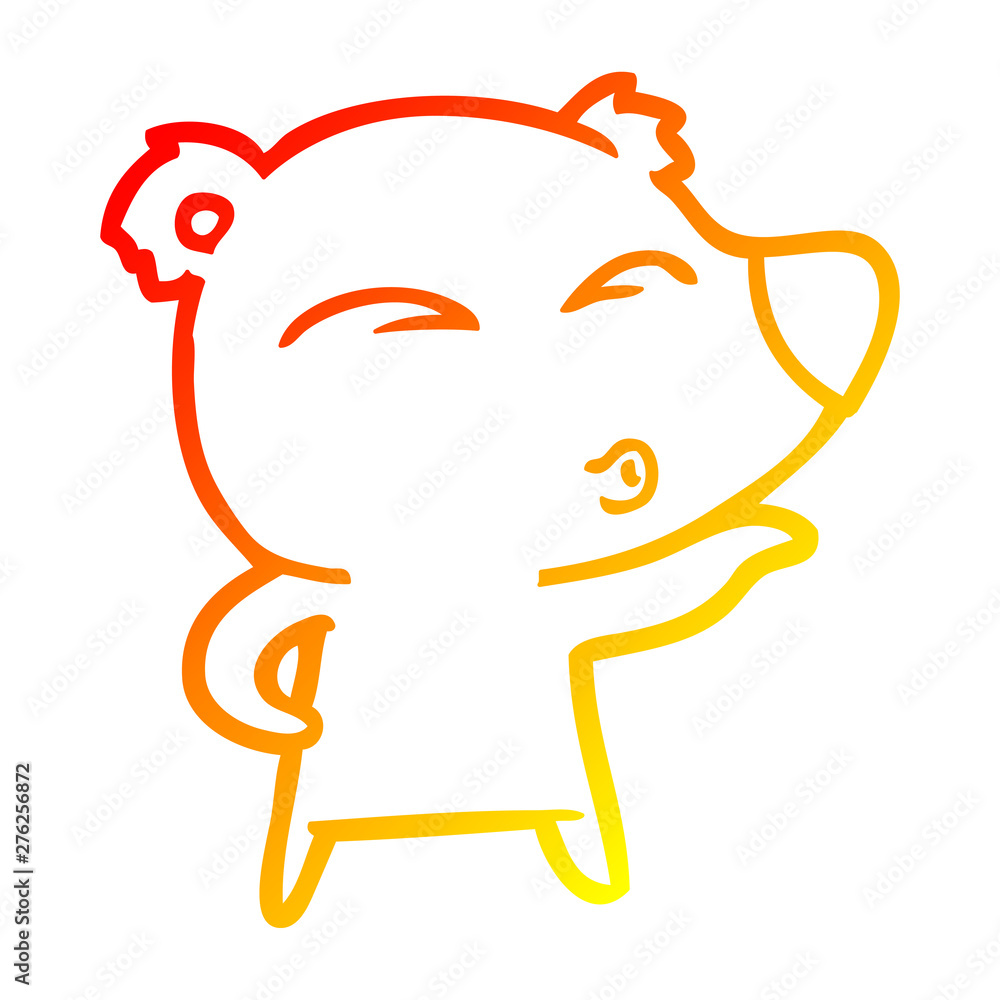 warm gradient line drawing cartoon whistling bear warm gradient line drawing cartoon whistling bear