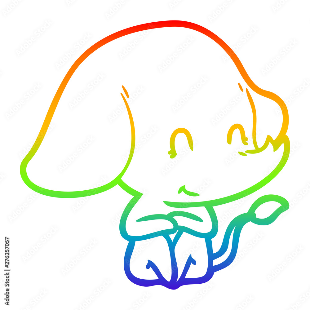 Obraz premium rainbow gradient line drawing cute cartoon elephant