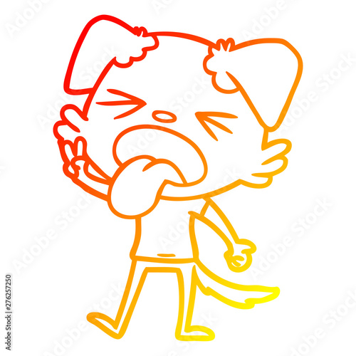warm gradient line drawing cartoon disgusted dog