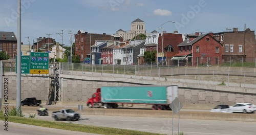 A daytime summer establishing shot of the Troy Hill neighborhood on Pittsburgh's north side.  	 photo