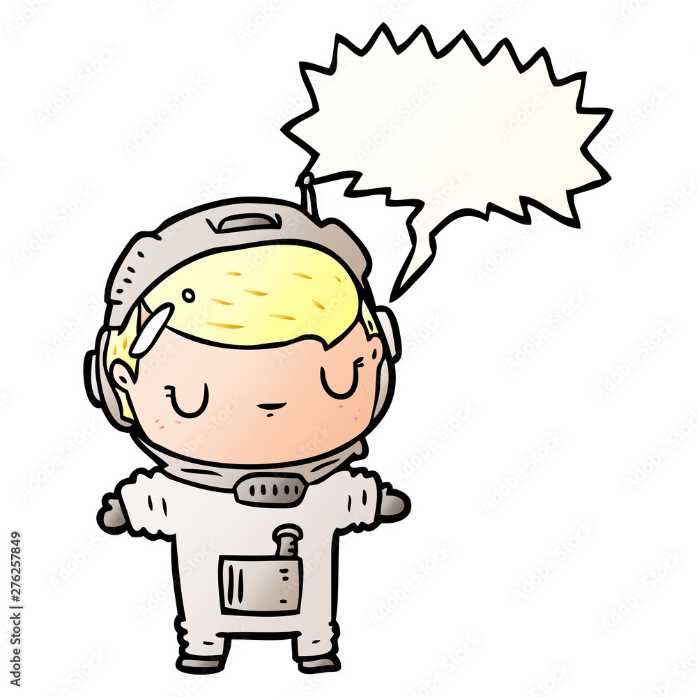 cute cartoon astronaut and speech bubble in smooth gradient style