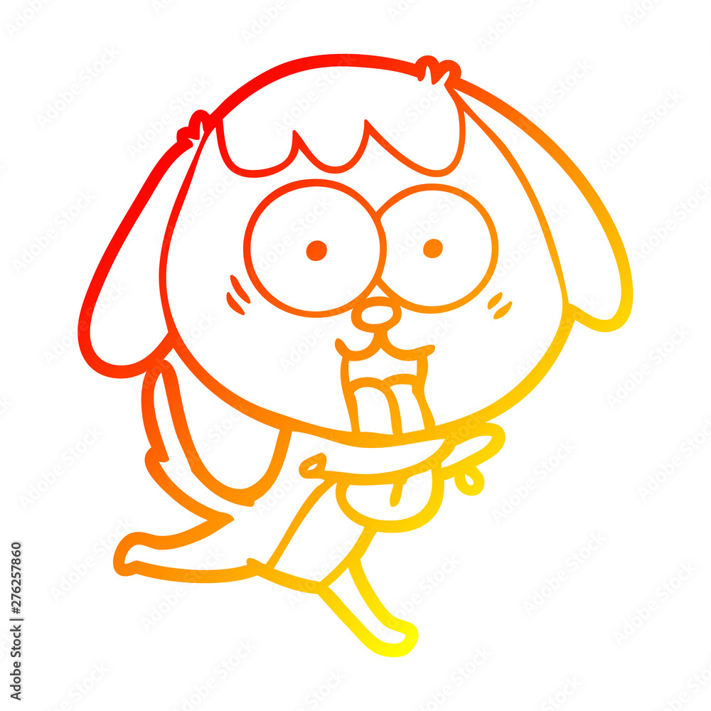Obraz premium warm gradient line drawing cute cartoon dog