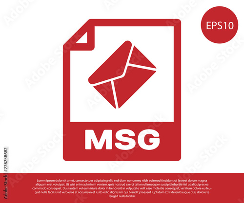 Red MSG file document icon. Download msg button icon isolated on white background. MSG file symbol. Vector Illustration