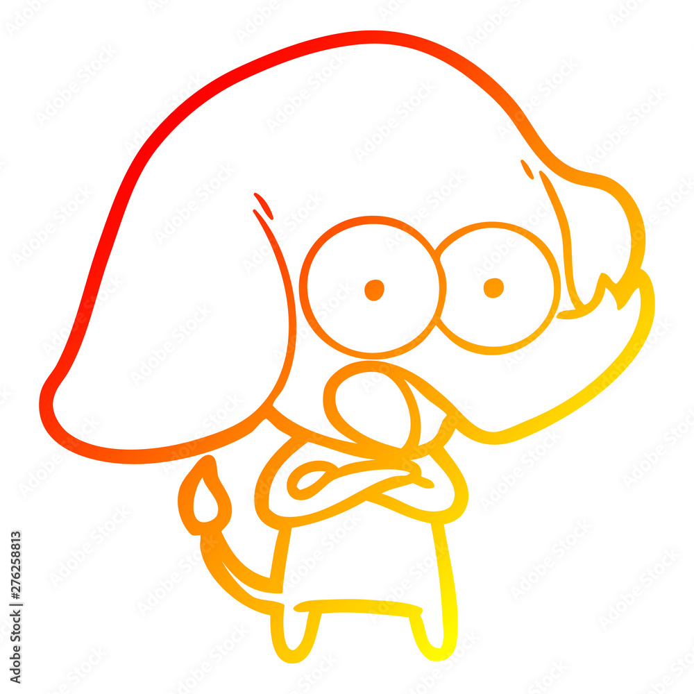 Obraz premium warm gradient line drawing cute cartoon elephant