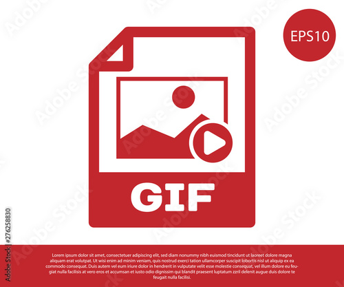 Red GIF file document icon. Download gif button icon isolated on white background. GIF file symbol. Vector Illustration