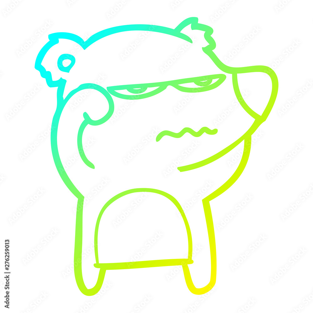 Obraz premium cold gradient line drawing angry bear polar cartoon