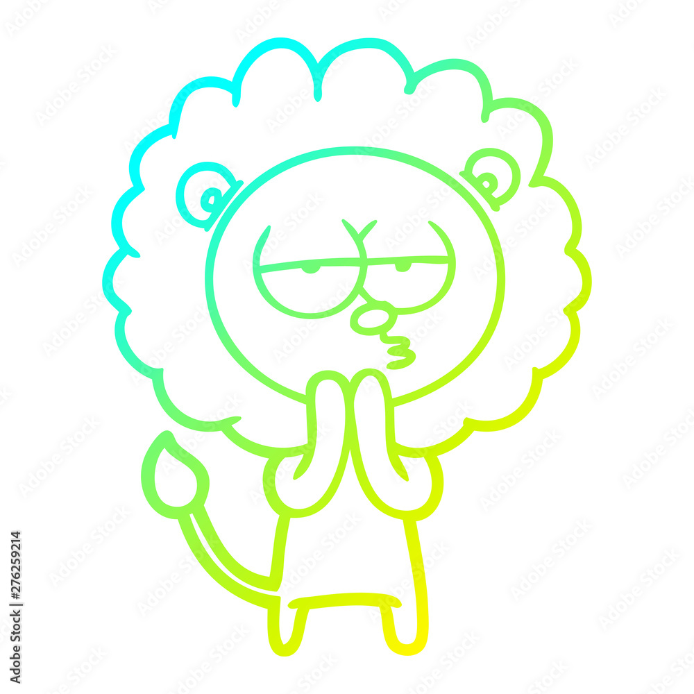 cold gradient line drawing cartoon lion considering cold gradient line drawing cartoon lion considering