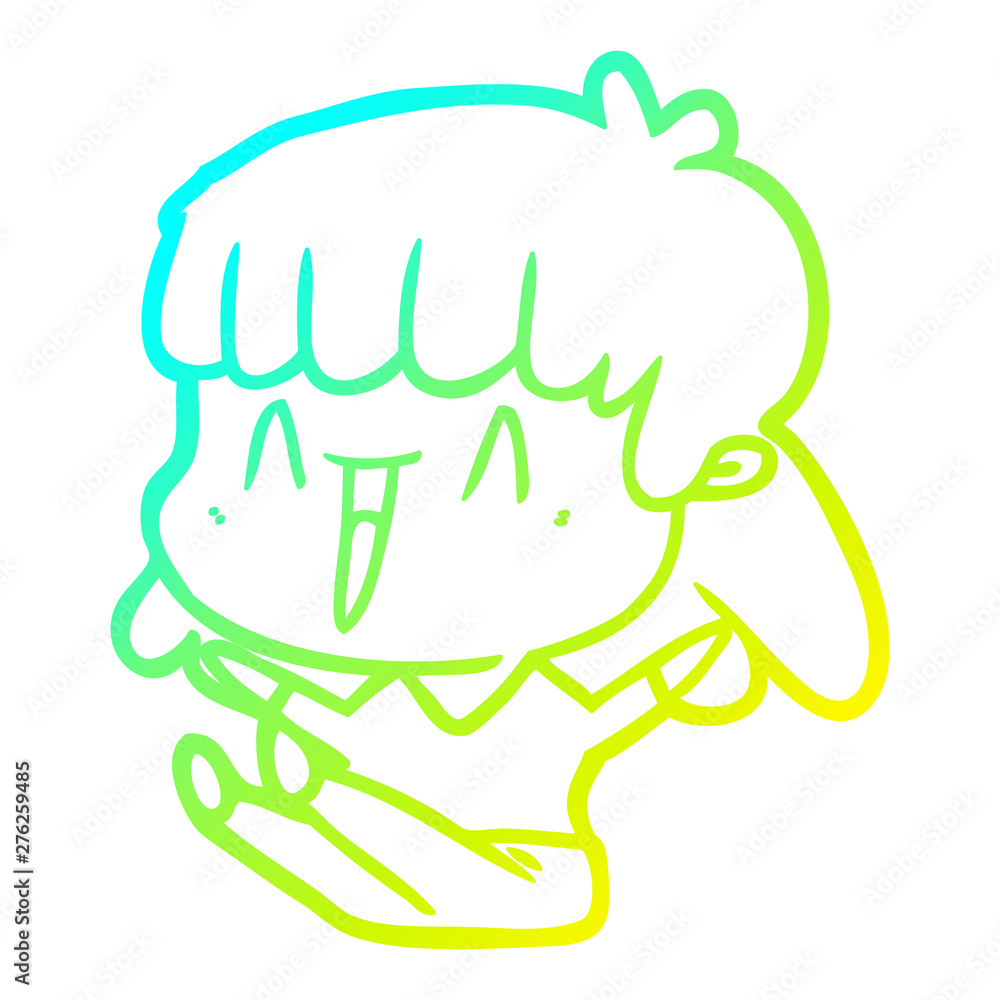 cold gradient line drawing cartoon woman