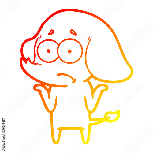 warm gradient line drawing cartoon unsure elephant