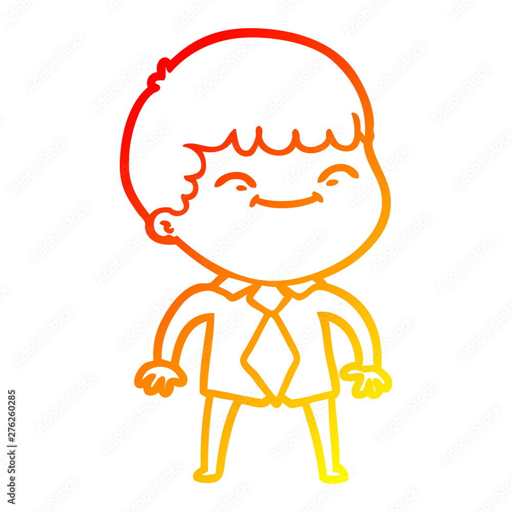 warm gradient line drawing cartoon happy boy warm gradient line drawing cartoon happy boy