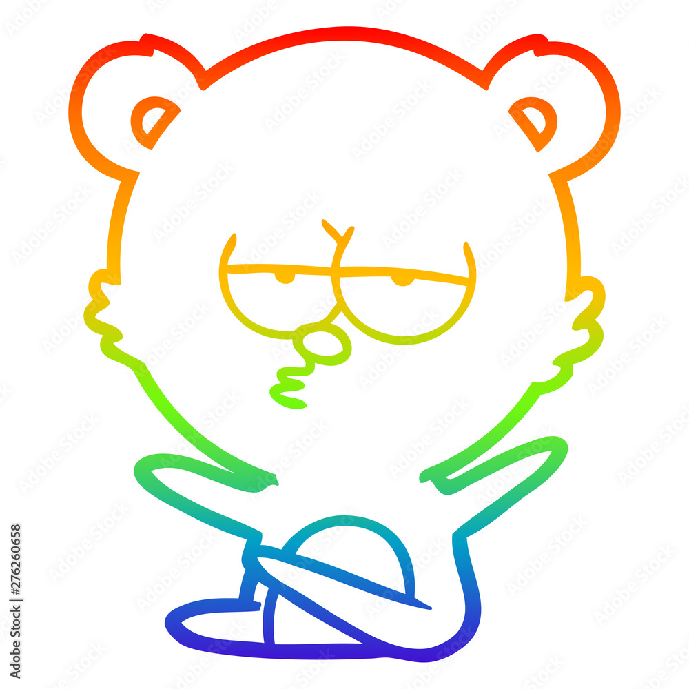 rainbow gradient line drawing bored bear cartoon rainbow gradient line drawing bored bear cartoon