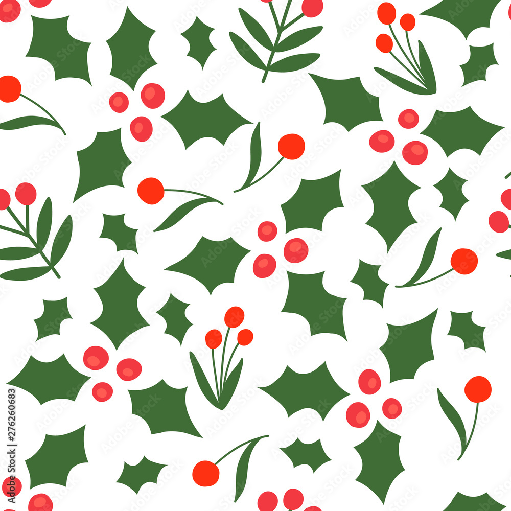 Seamless pattern with abstract Christmas florals on a white background. Vector design for wrapping paper, textile. Seamless pattern with abstract Christmas florals on a white background. Vector design for wrapping paper, textile.