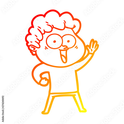 warm gradient line drawing cartoon happy man