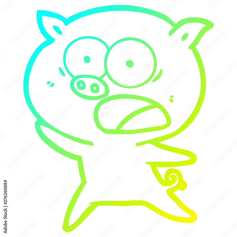 cold gradient line drawing cartoon pig shouting cold gradient line drawing cartoon pig shouting