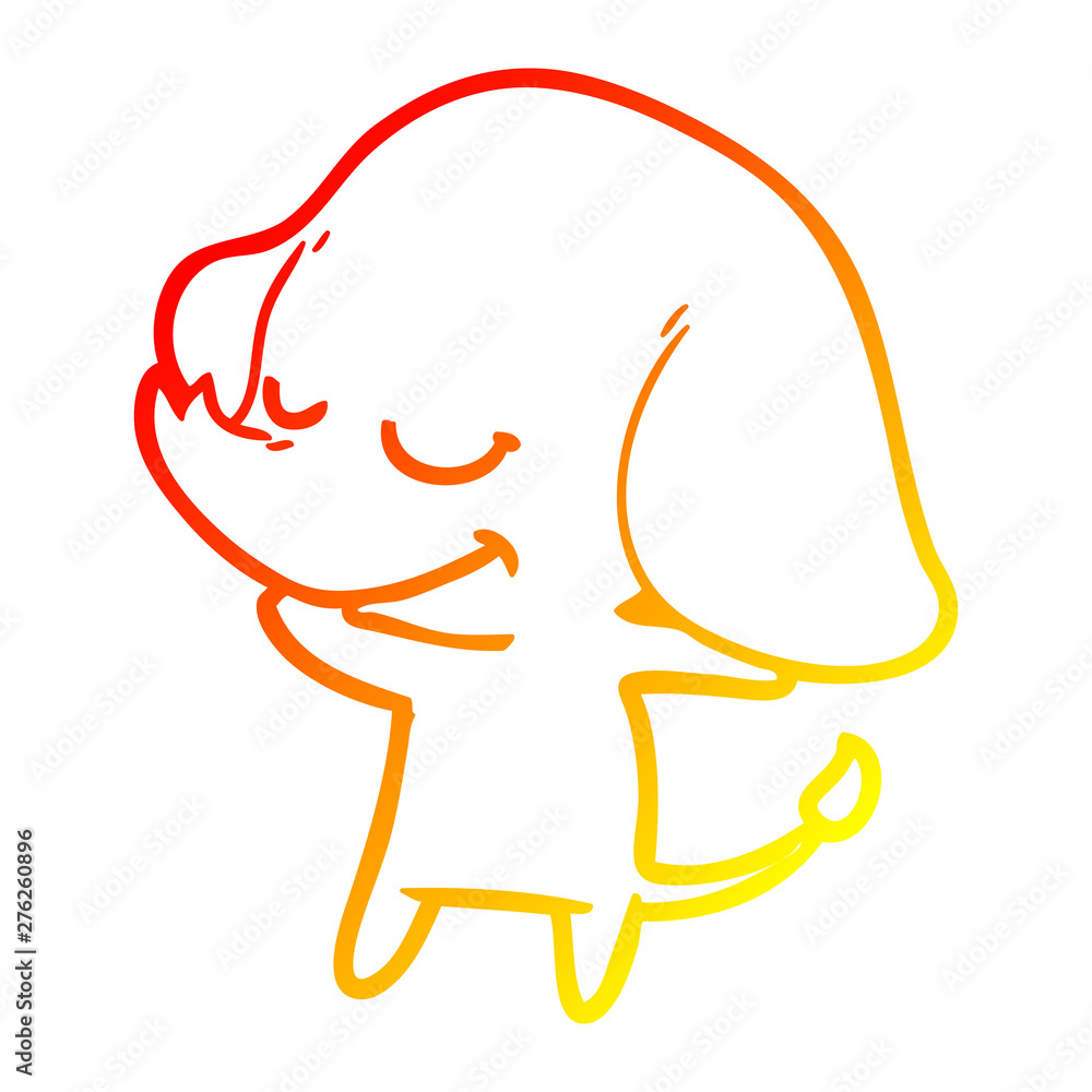 warm gradient line drawing cartoon smiling elephant warm gradient line drawing cartoon smiling elephant