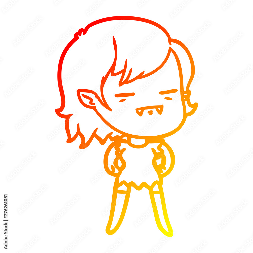 warm gradient line drawing cartoon undead vampire girl warm gradient line drawing cartoon undead vampire girl