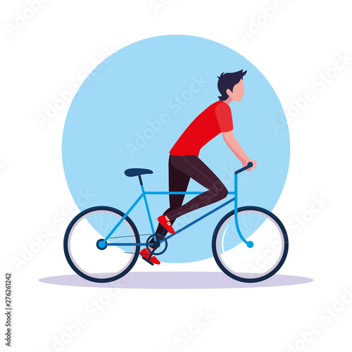 young man riding bike avatar character