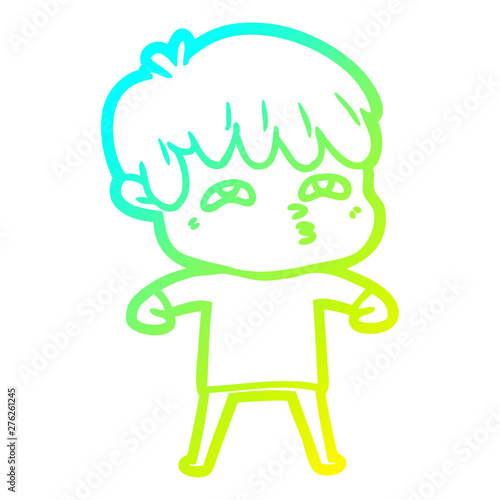 cold gradient line drawing cartoon curious man