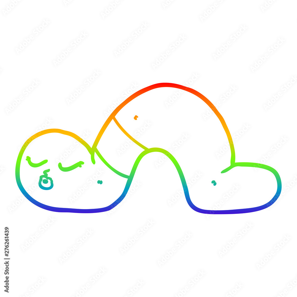 rainbow gradient line drawing cartoon worm